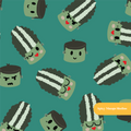 Green Franky and Francine Halloween Seamless Pattern – Digital Download