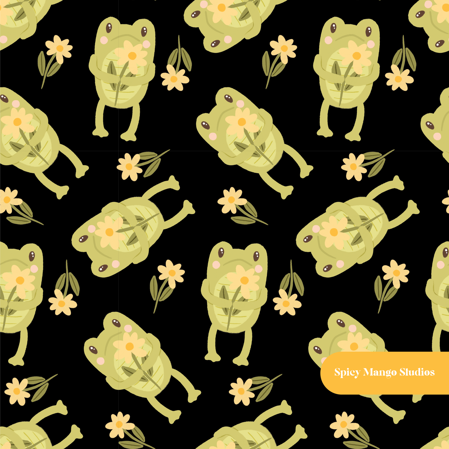 Black Frogette Seamless Pattern