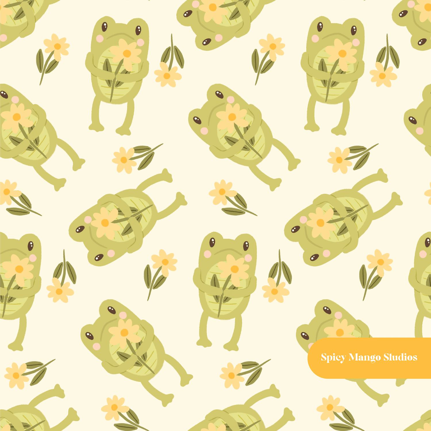 Neutral Frogette Seamless Pattern