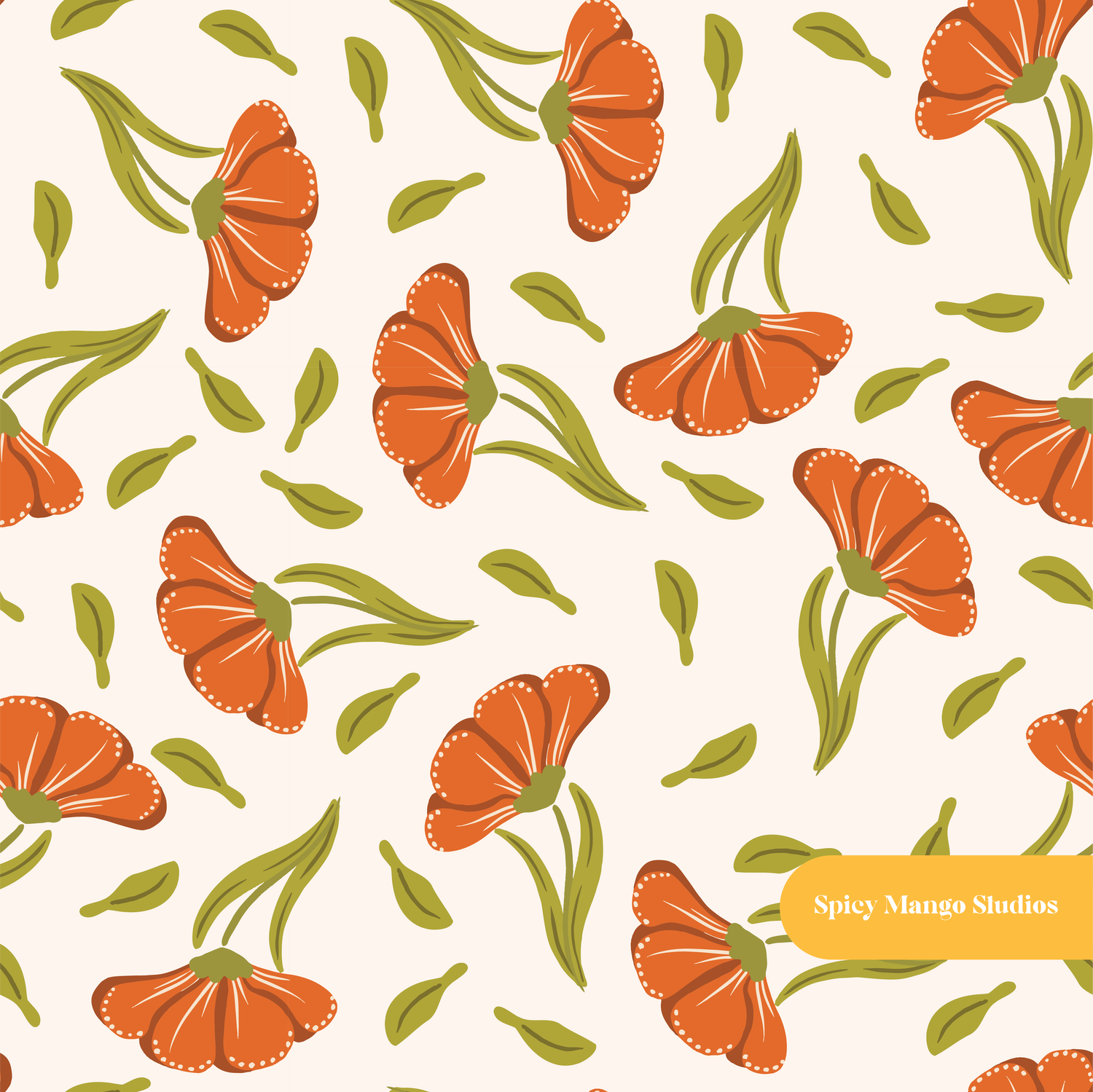 Neutral Fiamma Floral Seamless Pattern