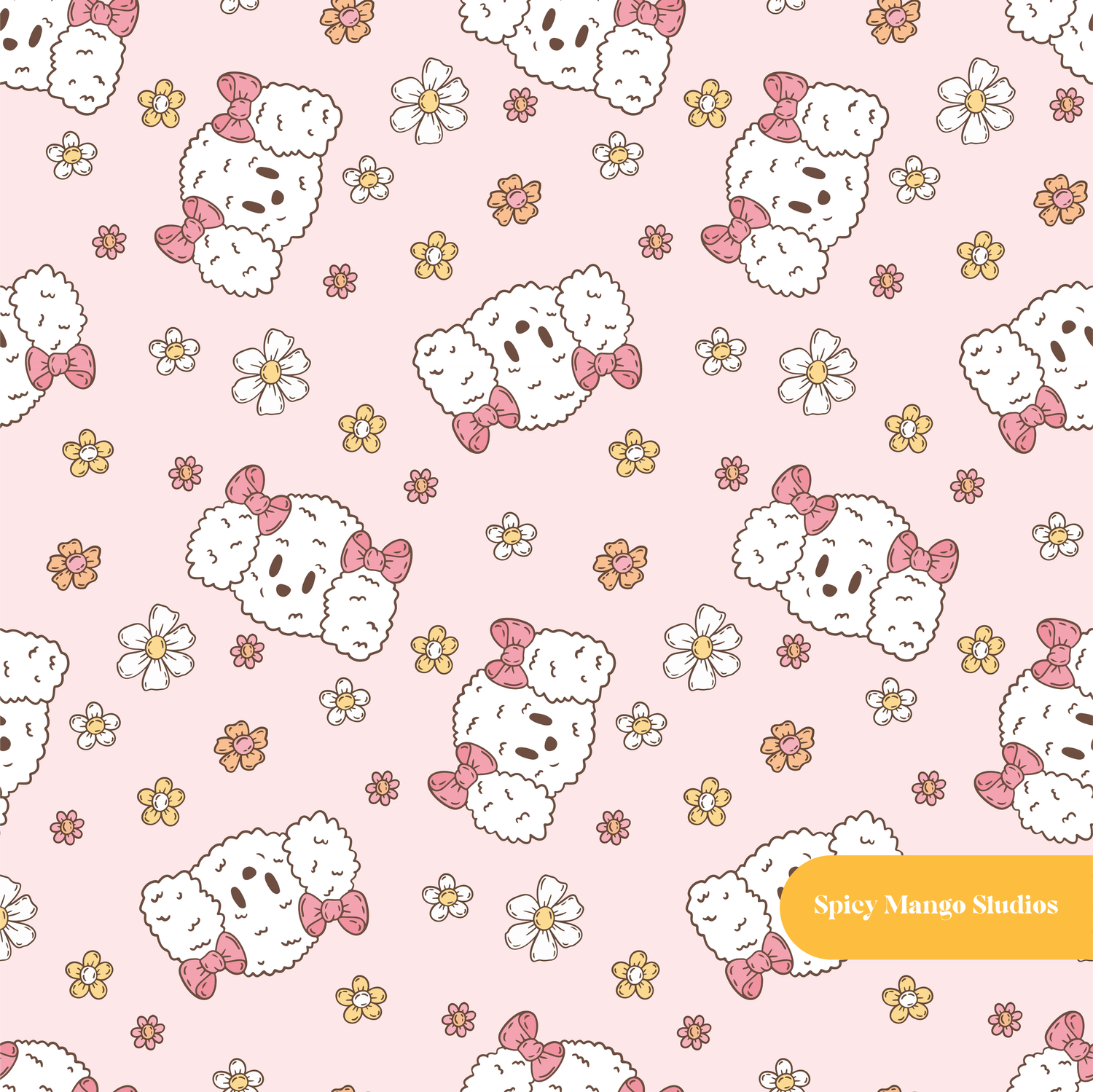 Pink Fifi the Poodle Seamless Pattern