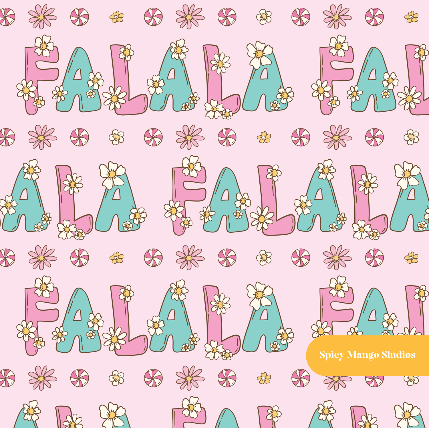 Pink Fa La La La Holiday Seamless Pattern – Digital Download