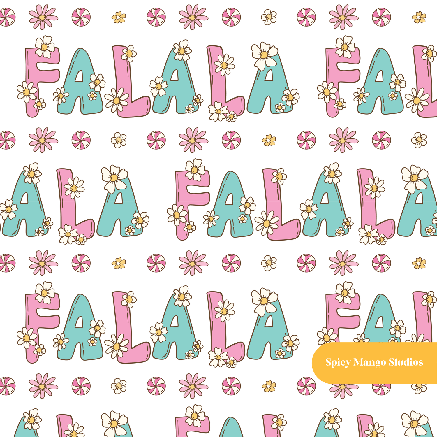 White Fa La La La Holiday Seamless Pattern – Digital Download