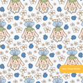 Light Blue Blueberry Fairy Bunny Seamless Pattern