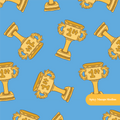 Blue Trophy Seamless Pattern – Sports Award & Championship Digital Download