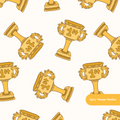 Neutral Trophy Seamless Pattern – Sports Award & Championship Digital Download