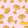 Pink Trophy Seamless Pattern – Sports Award & Championship Digital Download
