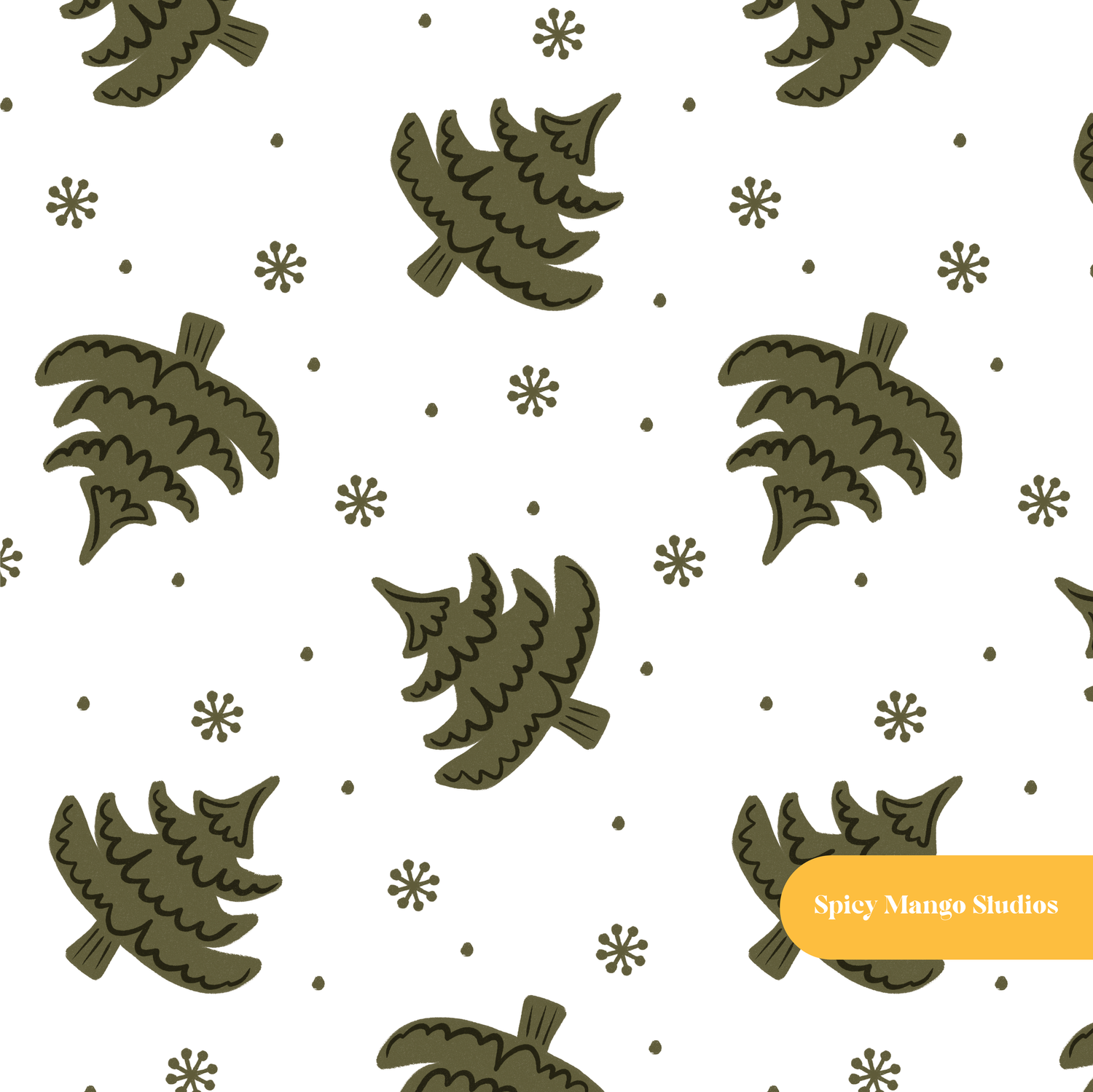 White Forrest Pine Seamless Pattern