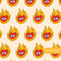 Neutral Fire Heart Seamless Pattern