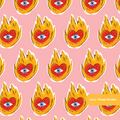 Pink Fire Heart Seamless Pattern