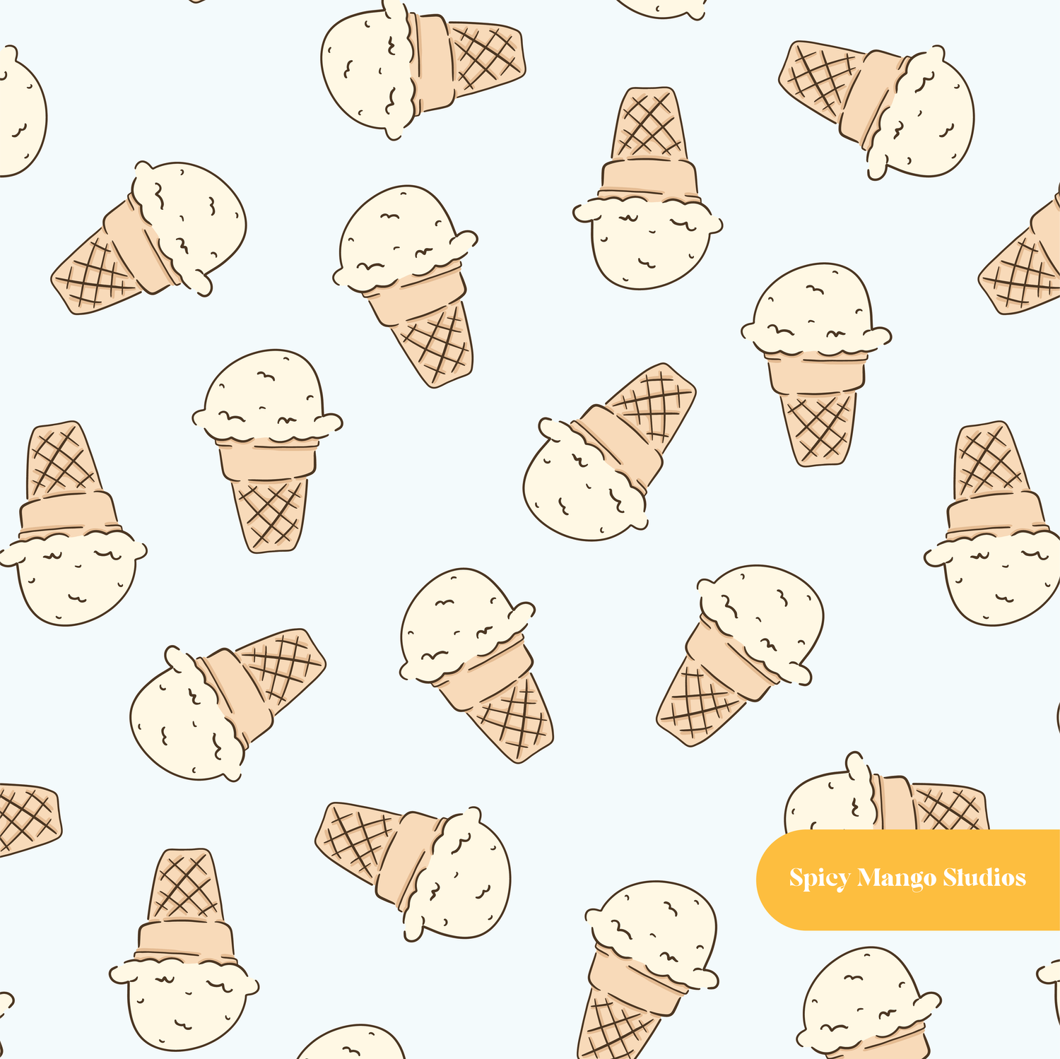Light Blue French Vanilla Seamless Pattern – Digital Download