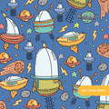 Blue Flying Saucer Seamless Pattern – Digital Download