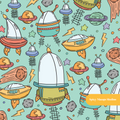 Mint Flying Saucer Seamless Pattern – Digital Download