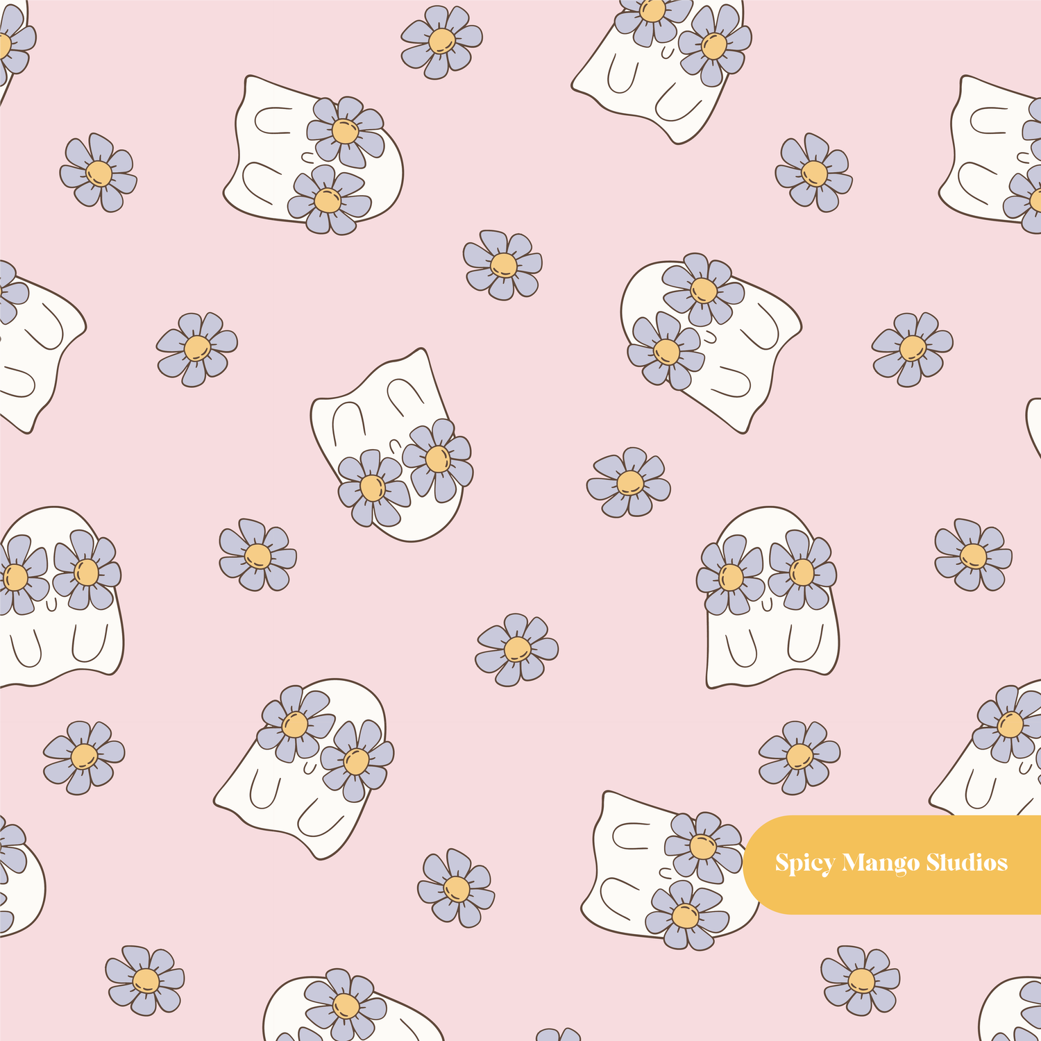 Pink Groovy Boo Seamless Pattern