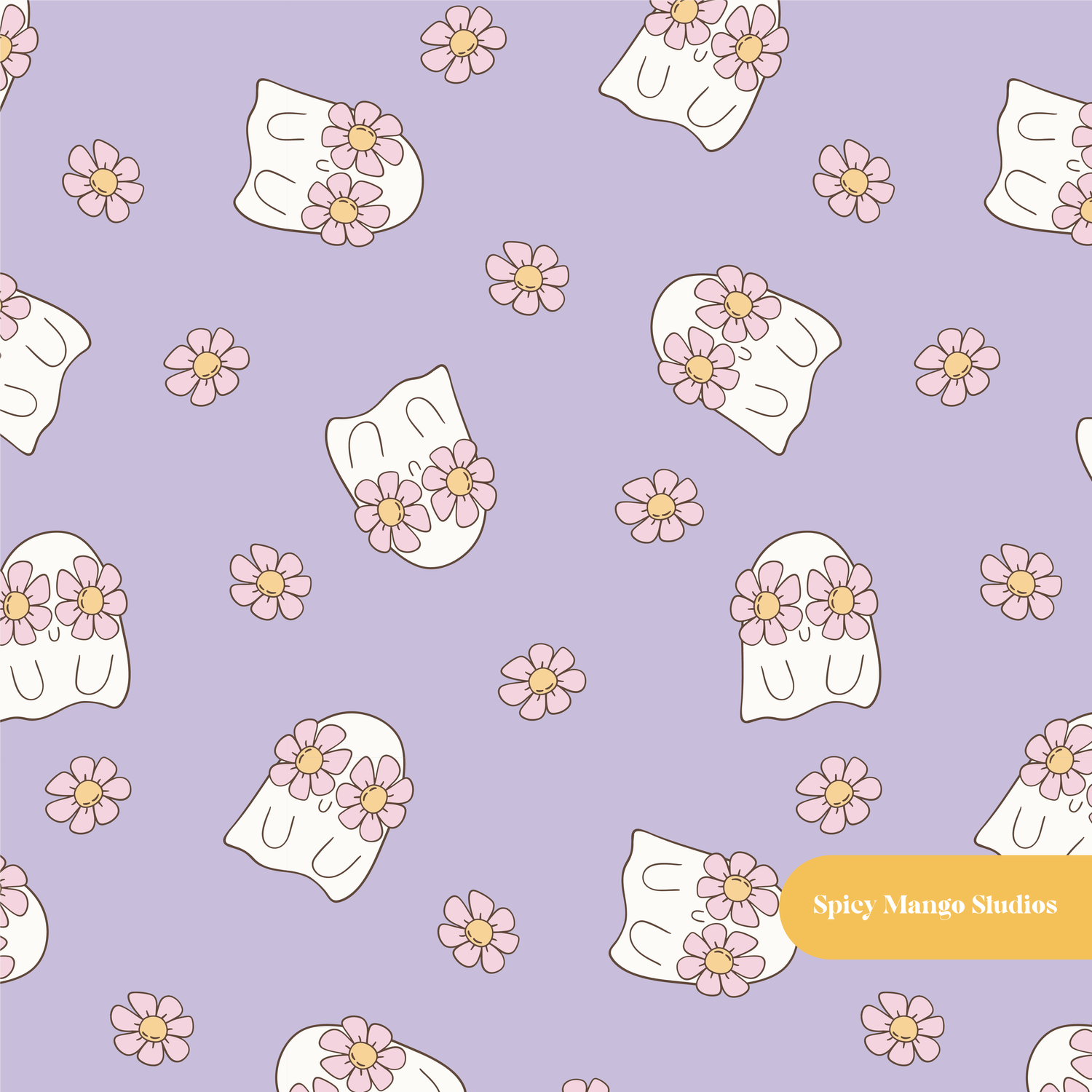 Purple Groovy Boo Seamless Pattern