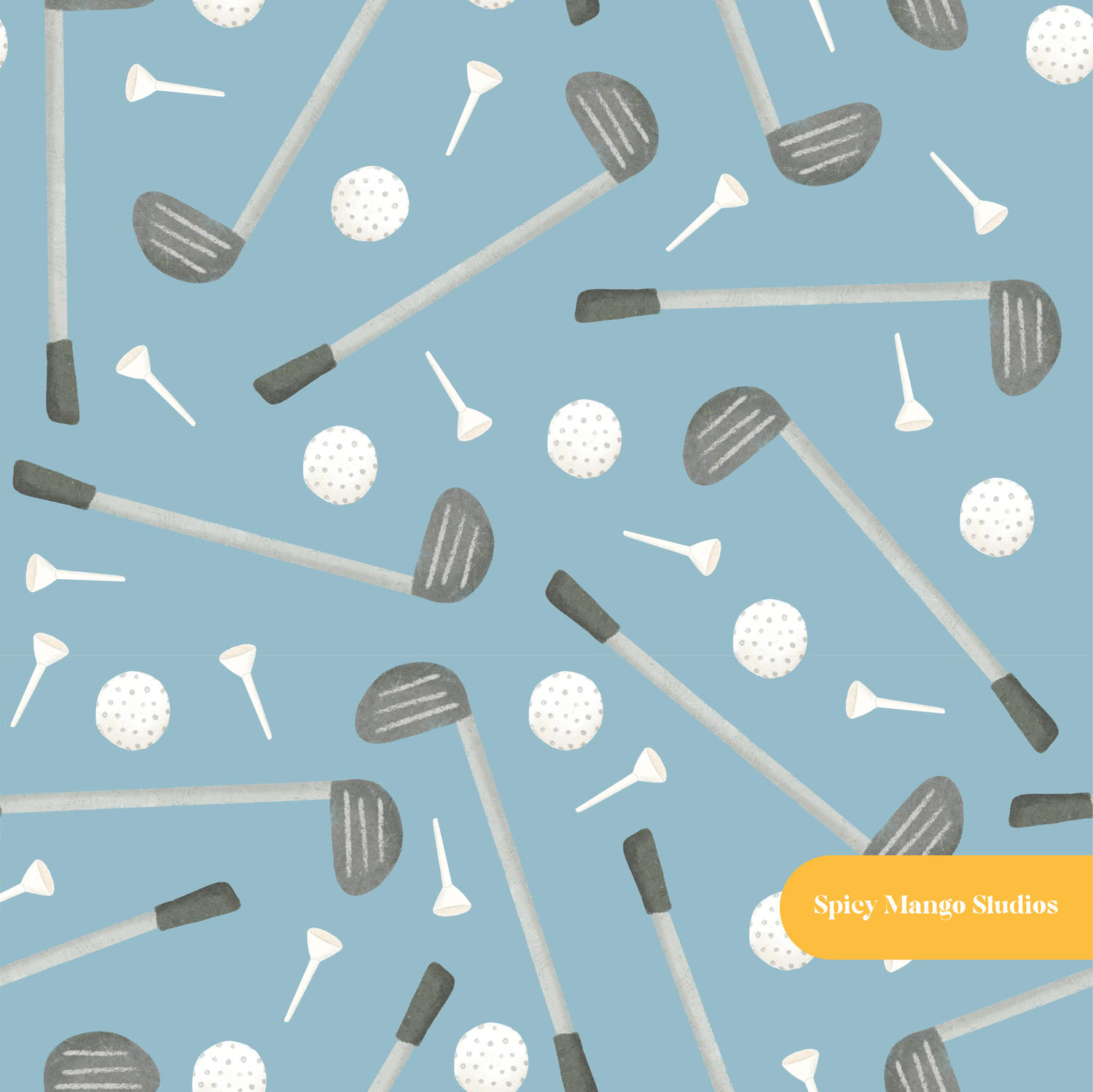 Blue Golf Day Seamless Pattern – Golf Tournament & Country Club Digital Download