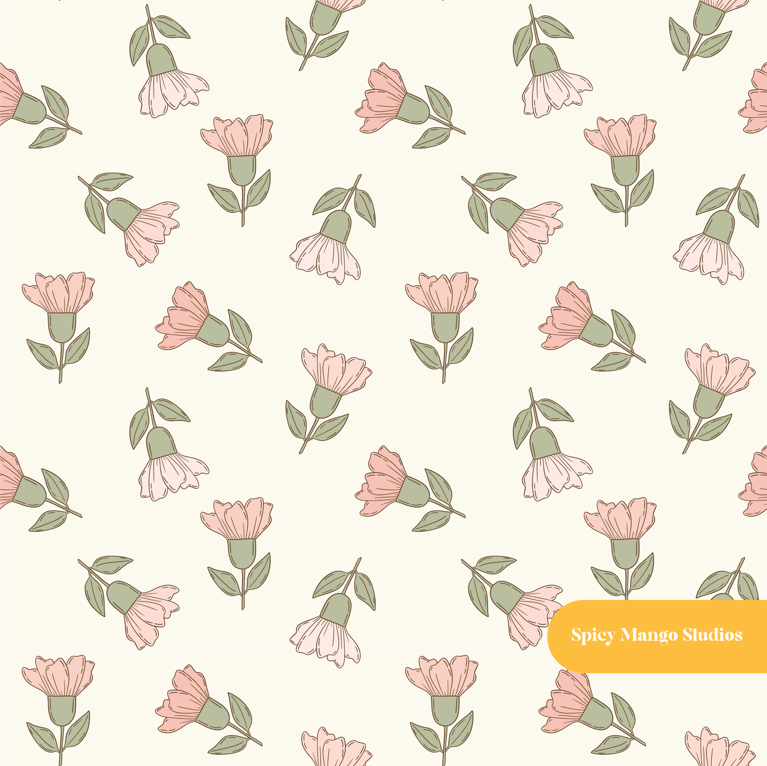 Off White Garden Floral Seamless Pattern