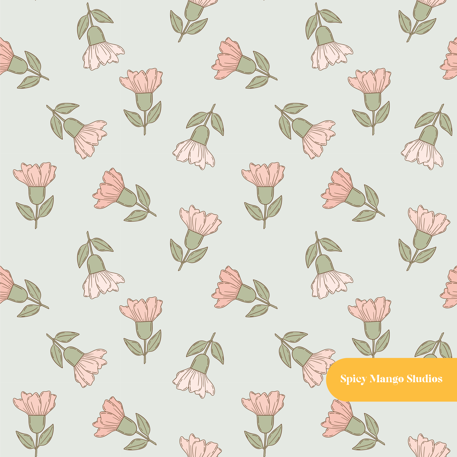 Sage Garden Floral Seamless Pattern