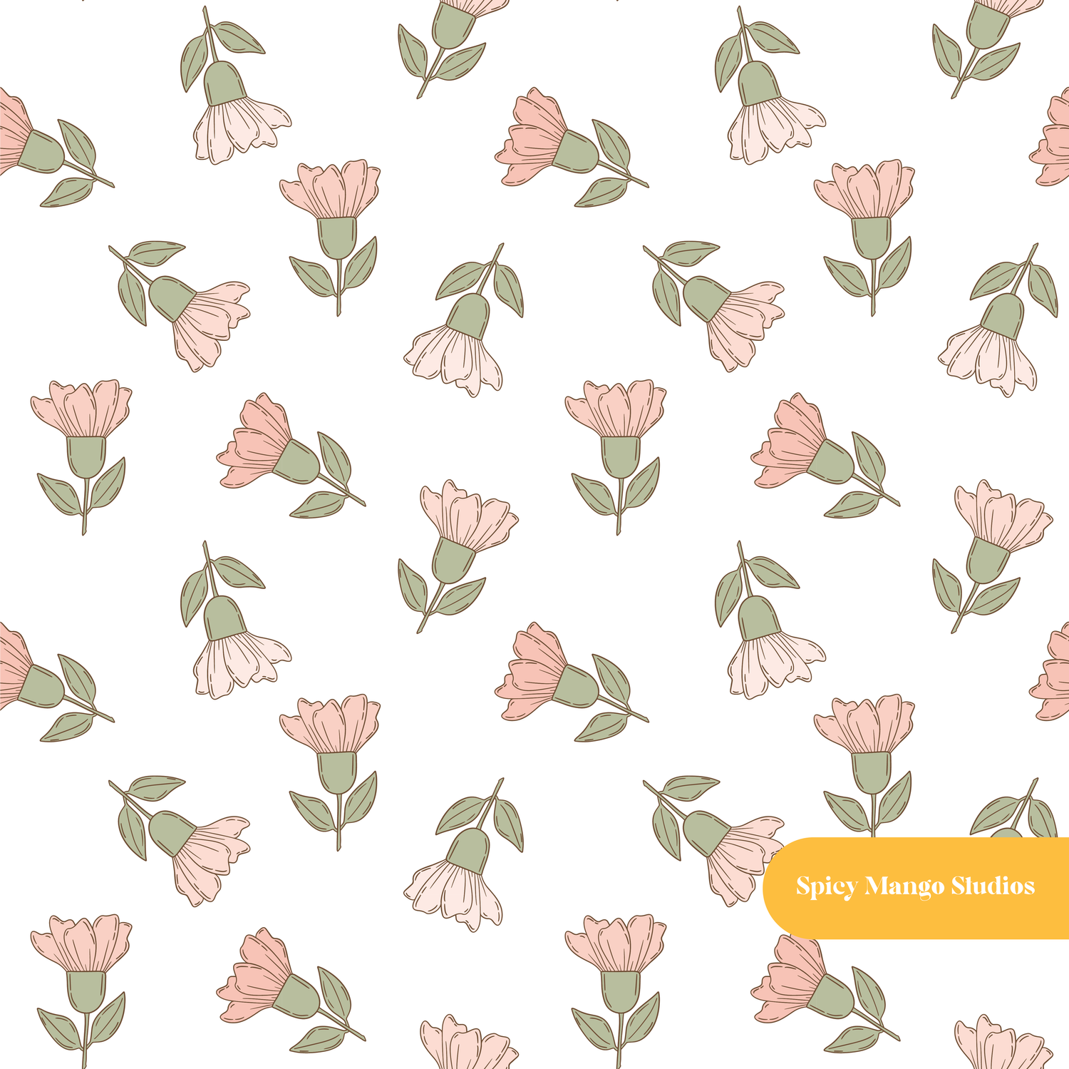 White Garden Floral Seamless Pattern