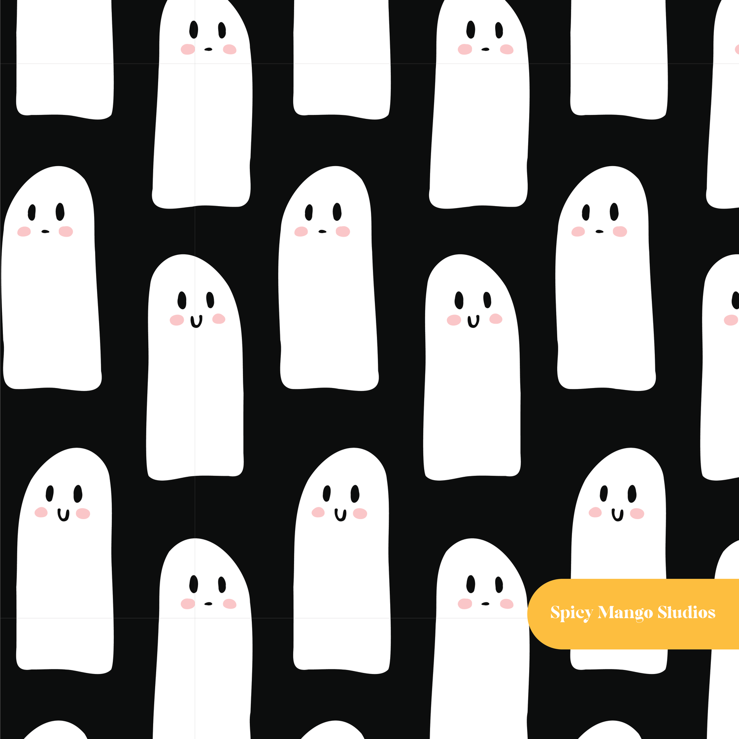 Black Ghost Besties Seamless Pattern