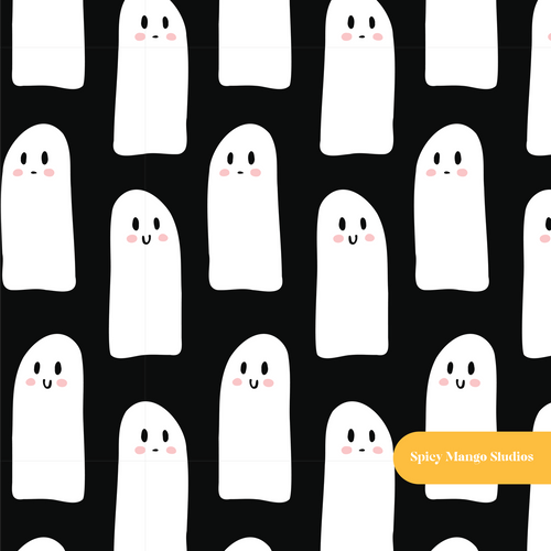 Black Ghost Besties Seamless Pattern