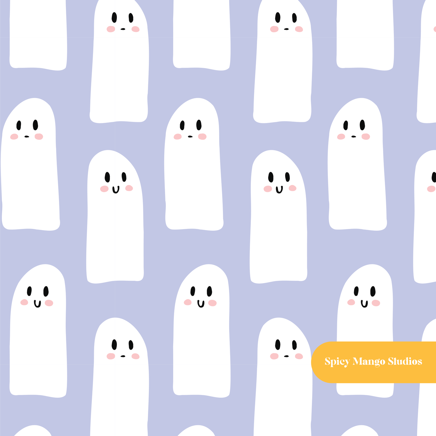 Lavender Ghost Besties Seamless Pattern