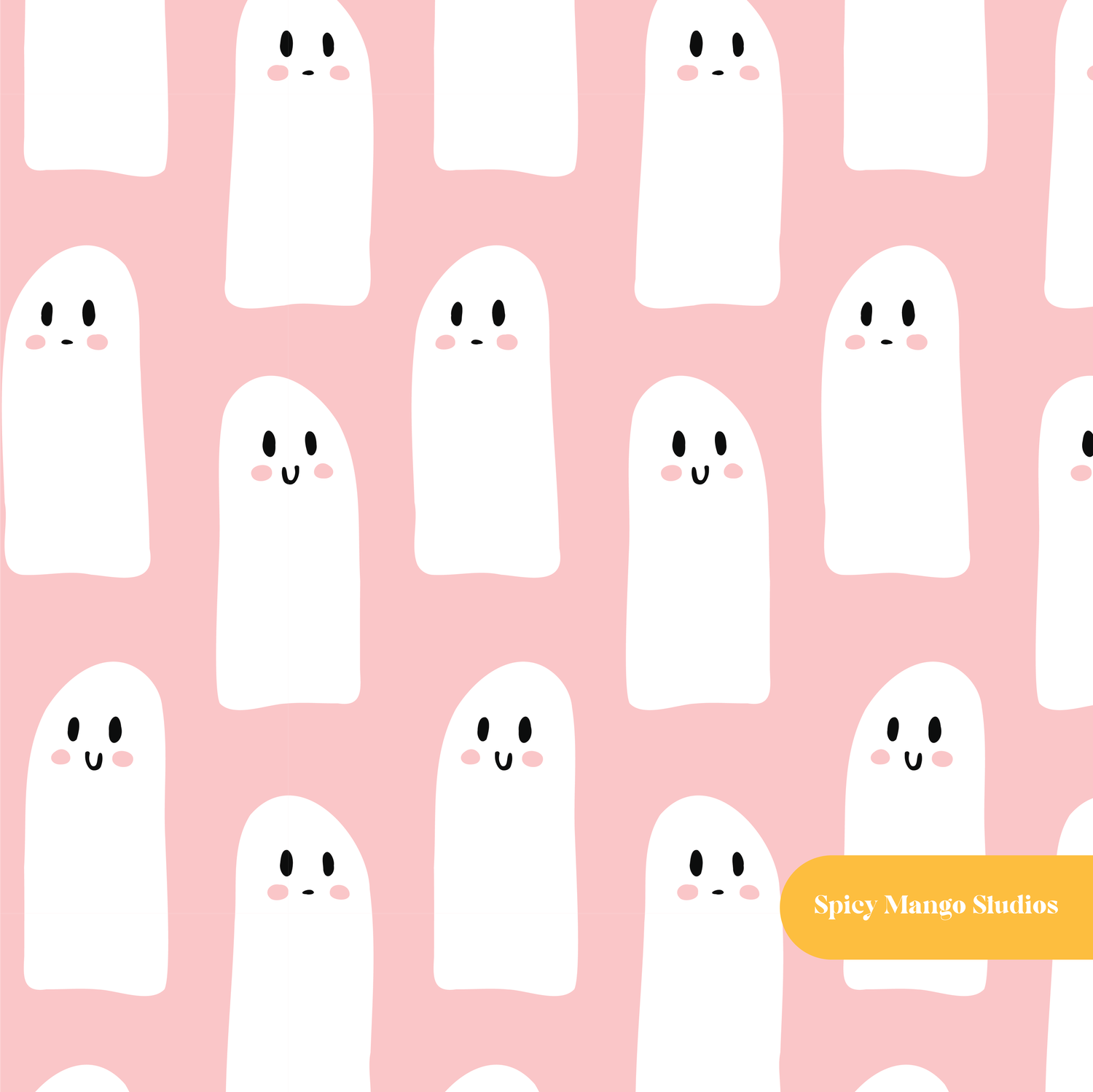 Pink Ghost Besties Seamless Pattern