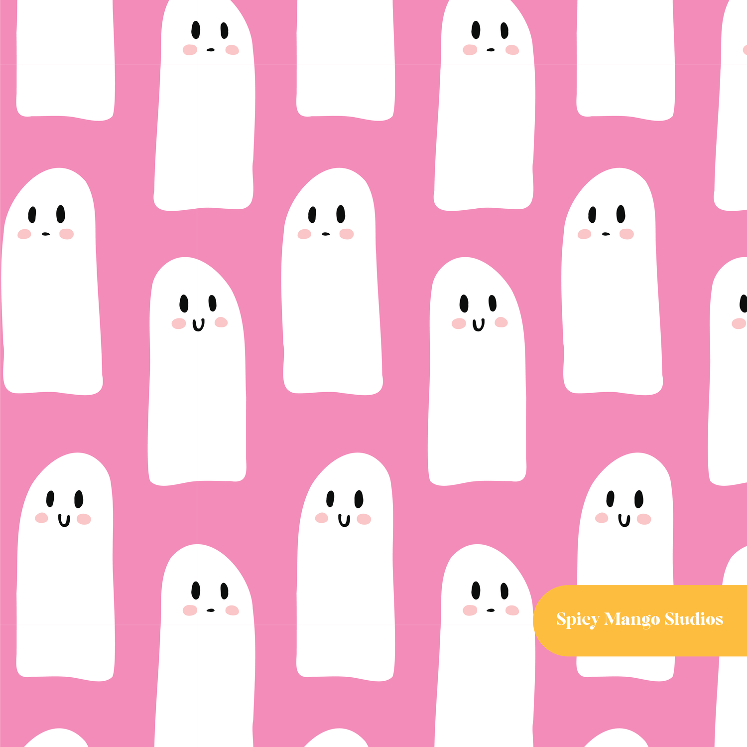 Pink Ghost Besties Seamless Pattern