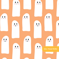 Pumpkin Orange Ghost Besties Seamless Pattern