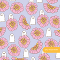 Purple Ghostly Floral Seamless Pattern