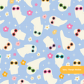 Periwinkle Groovy Ghosts Seamless Pattern