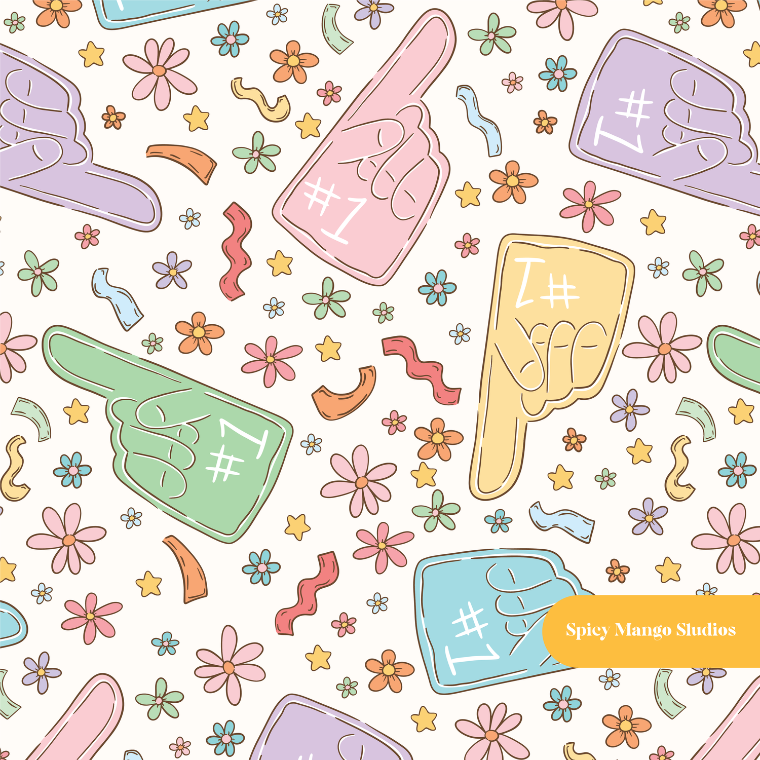 Neutral Game Day Seamless Pattern – Game Day & Tailgate Party Digital Download