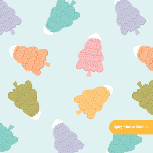 Blue Gummy Trees Seamless Pattern – Digital Download
