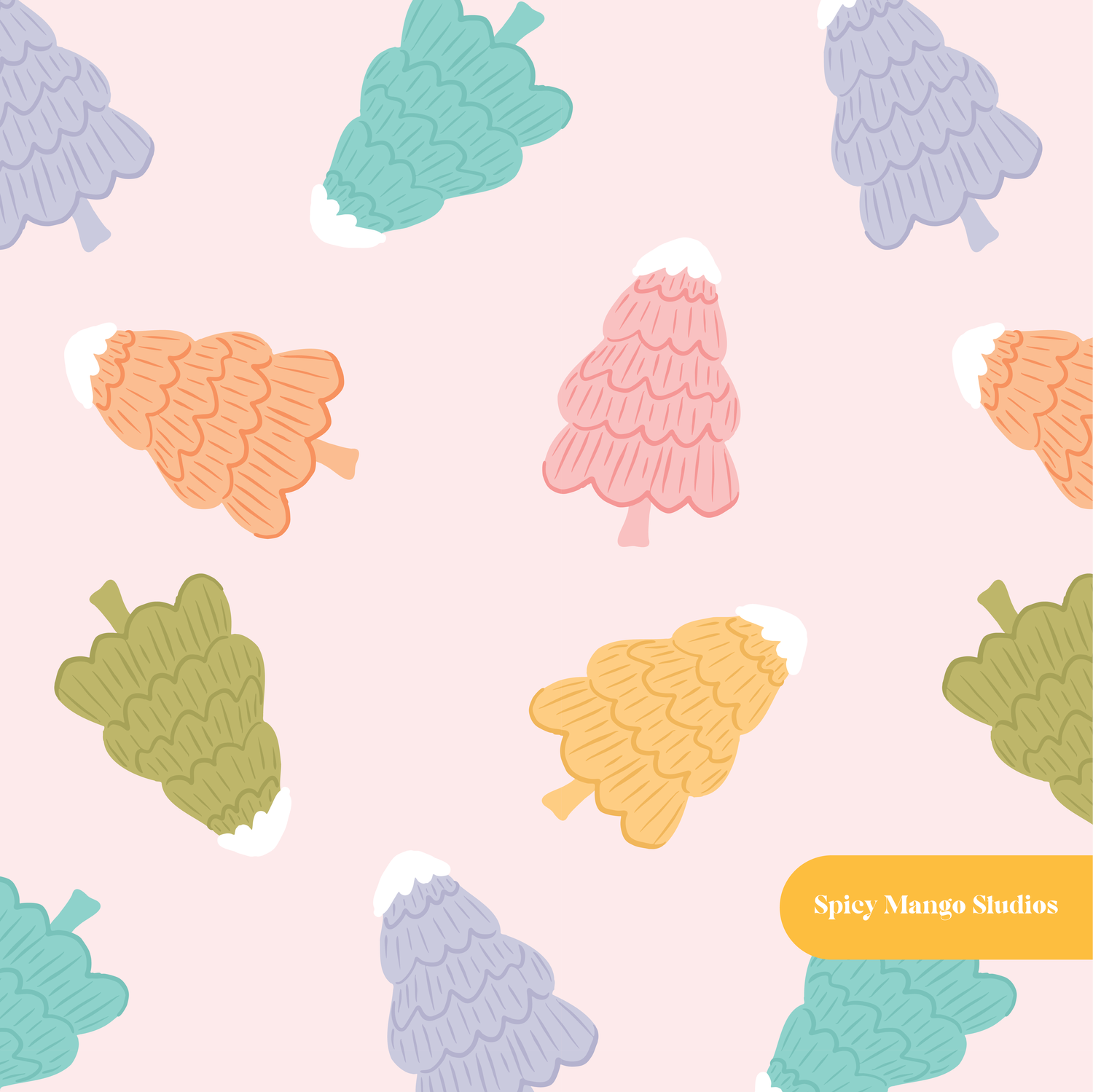 Pink Gummy Trees Seamless Pattern – Digital Download