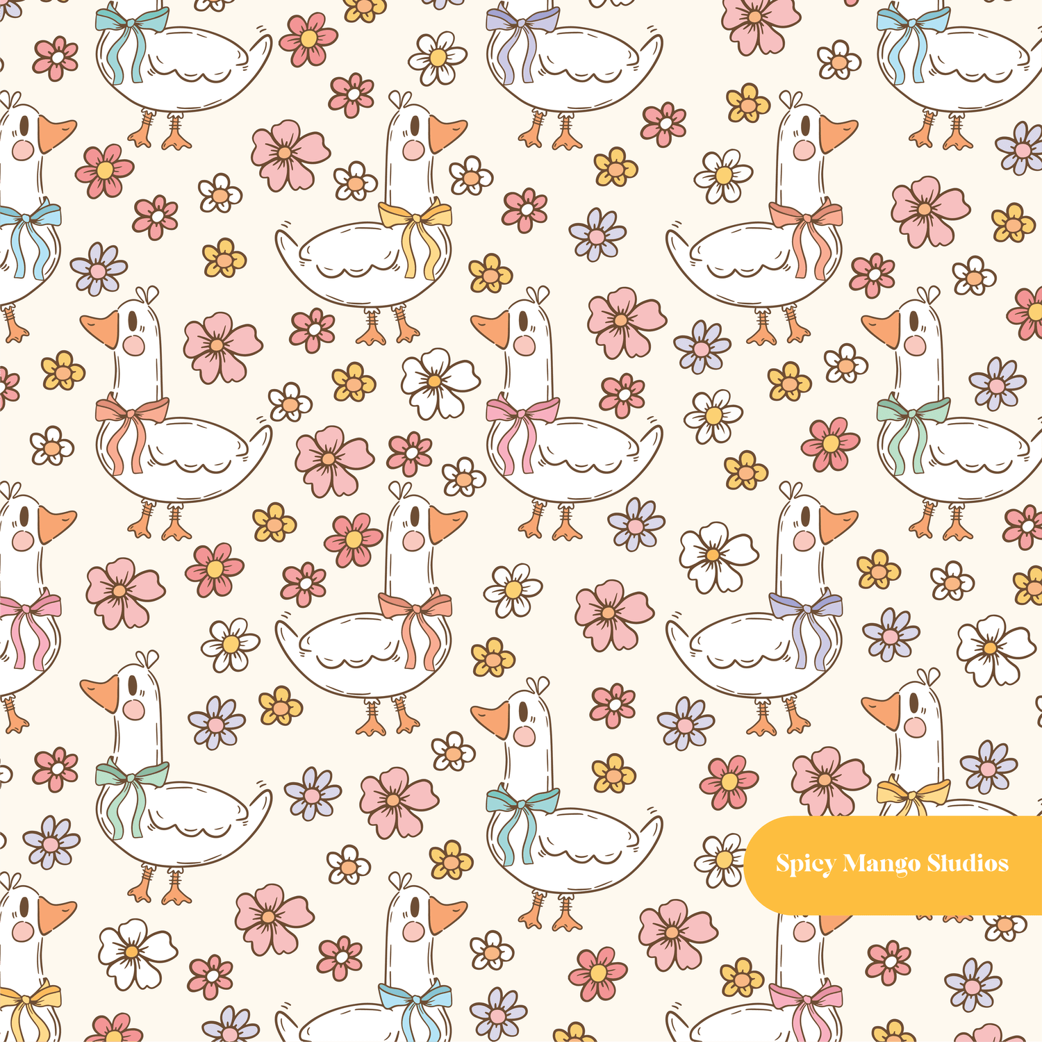 Cream Goosey Seamless Pattern