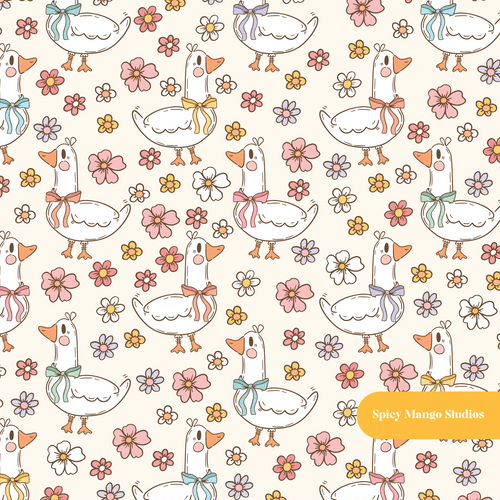 Cream Goosey Seamless Pattern