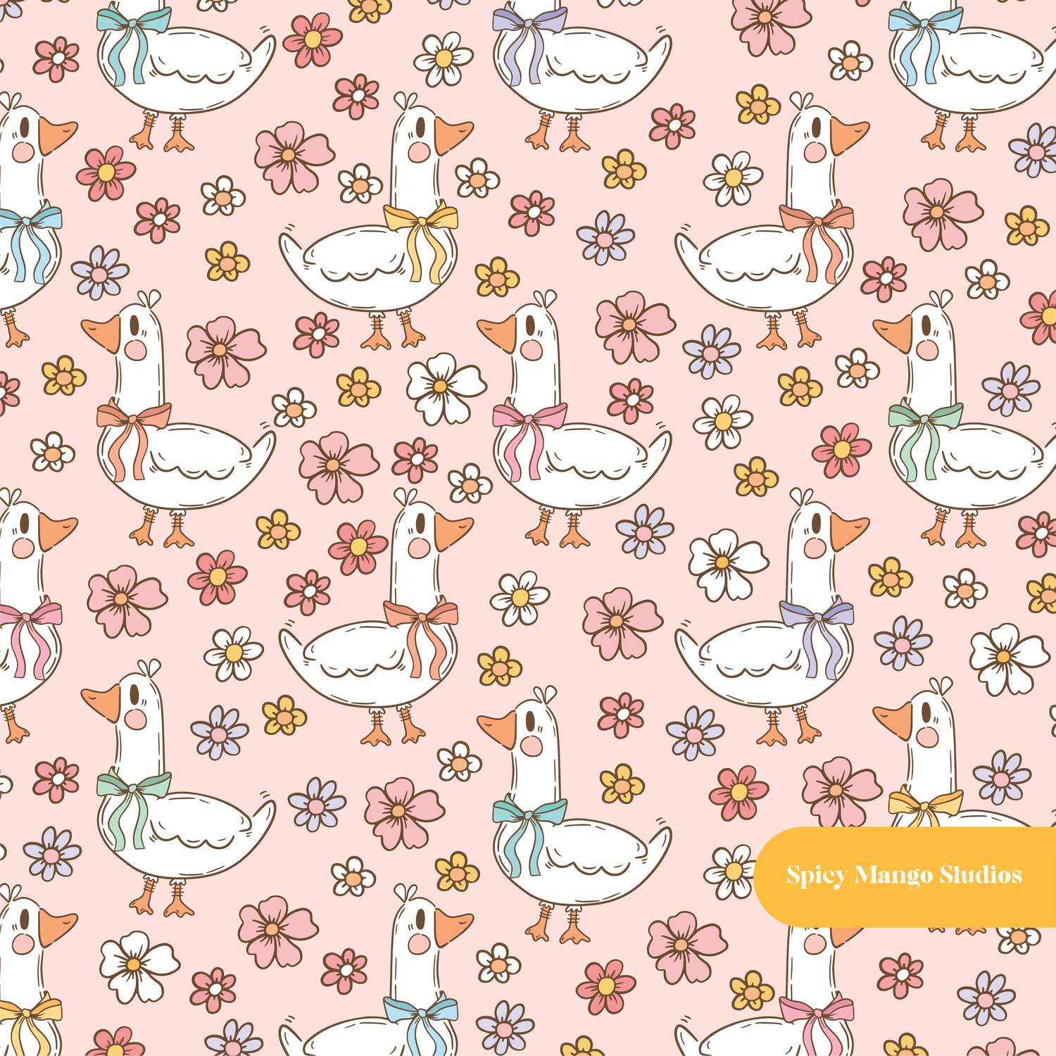 Pink Goosey Seamless Pattern