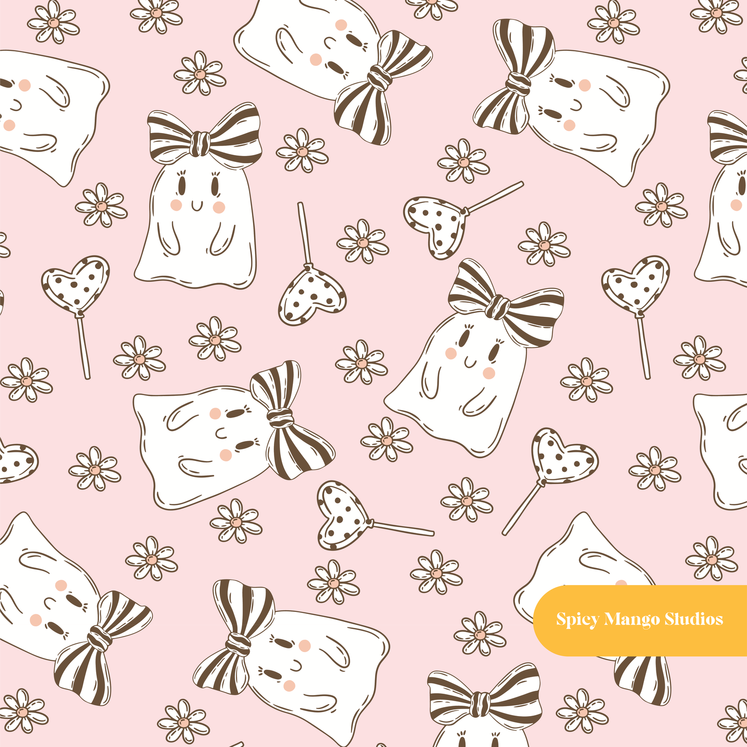 Pink Hello Boo Seamless Pattern