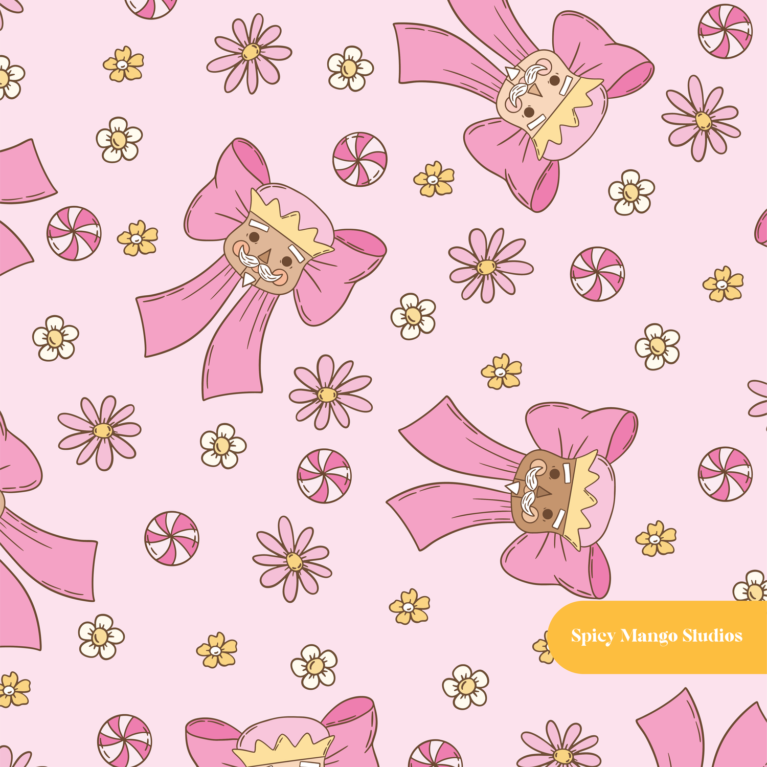 Pink Holiday Bow Seamless Pattern