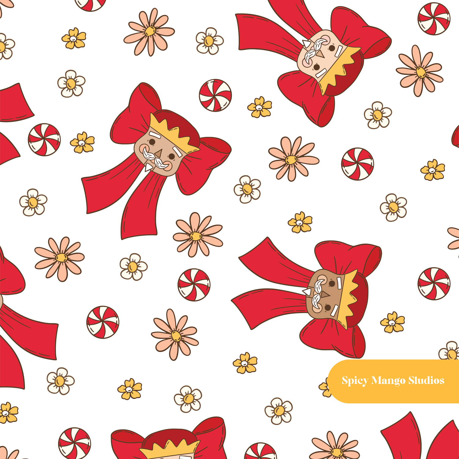 Red Holiday Bow Seamless Pattern