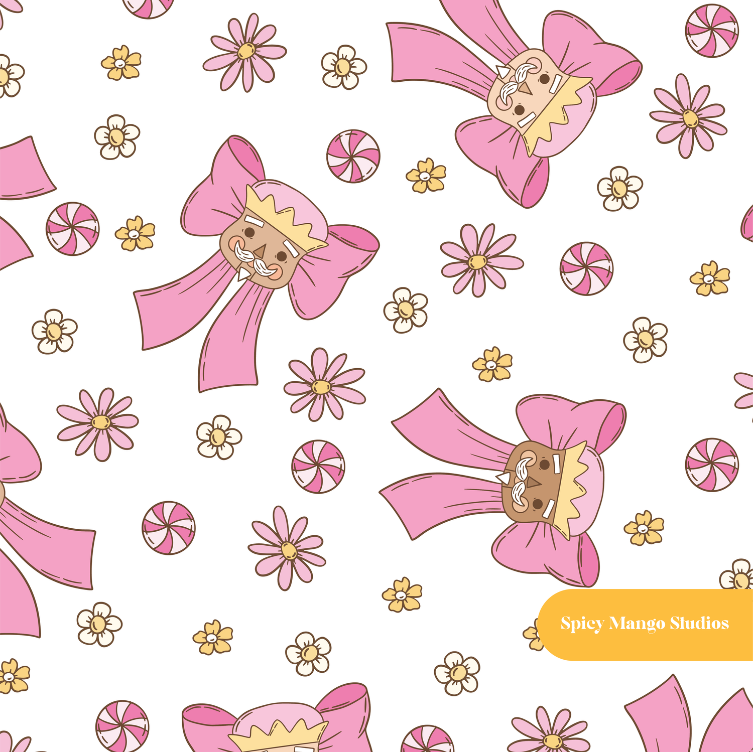 White Holiday Bow Seamless Pattern