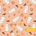 Orange Halloween Ghosts Seamless Pattern