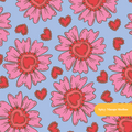 Periwinkle Heart Love Floral Seamless Pattern