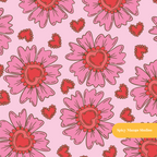 Pink Heart Love Floral Seamless Pattern