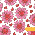White Heart Love Floral Seamless Pattern