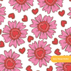 White Heart Love Floral Seamless Pattern
