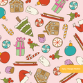 Pink Holly Jolly Christmas Seamless Pattern
