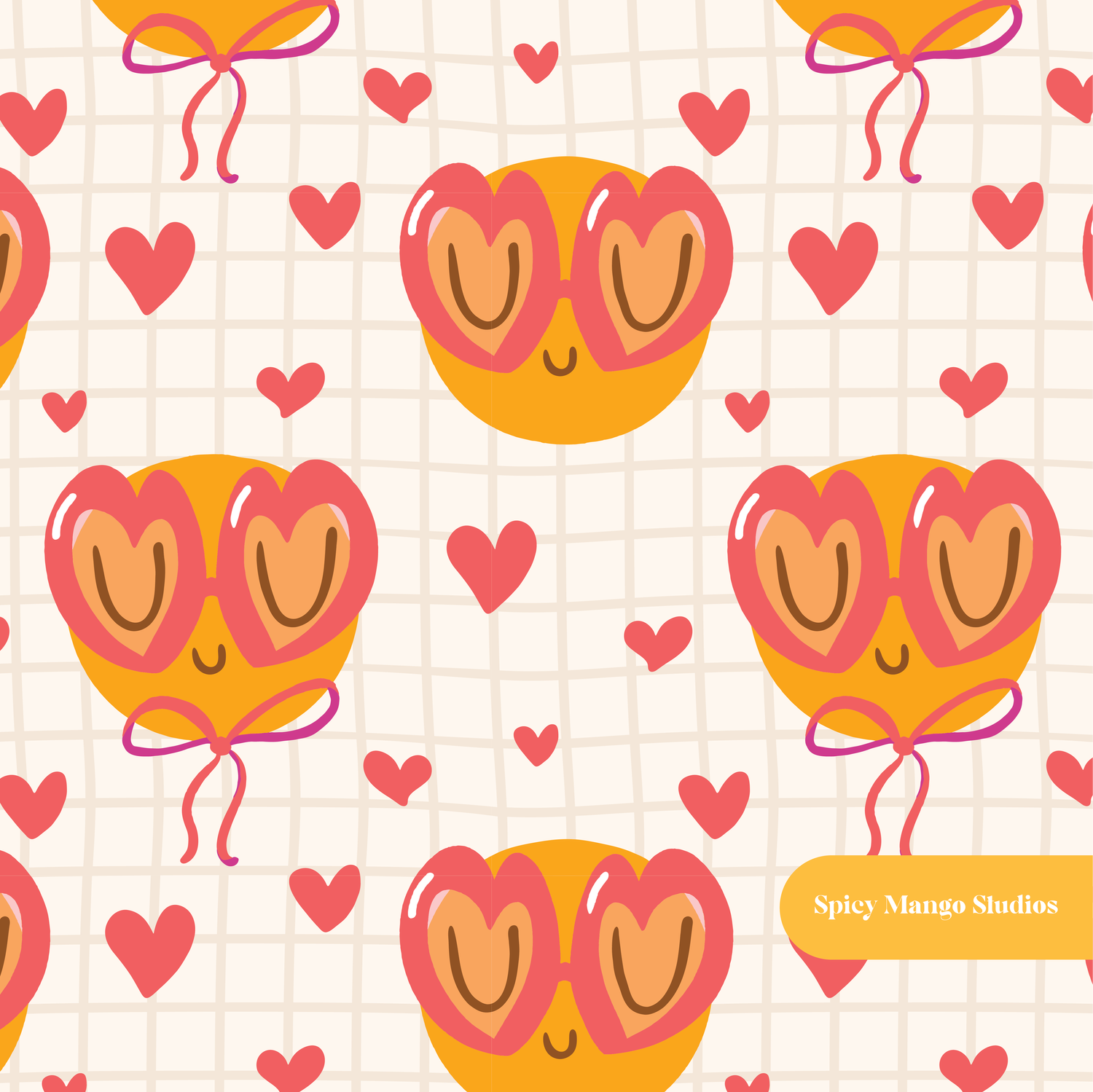 Off White Happy Love Seamless Pattern