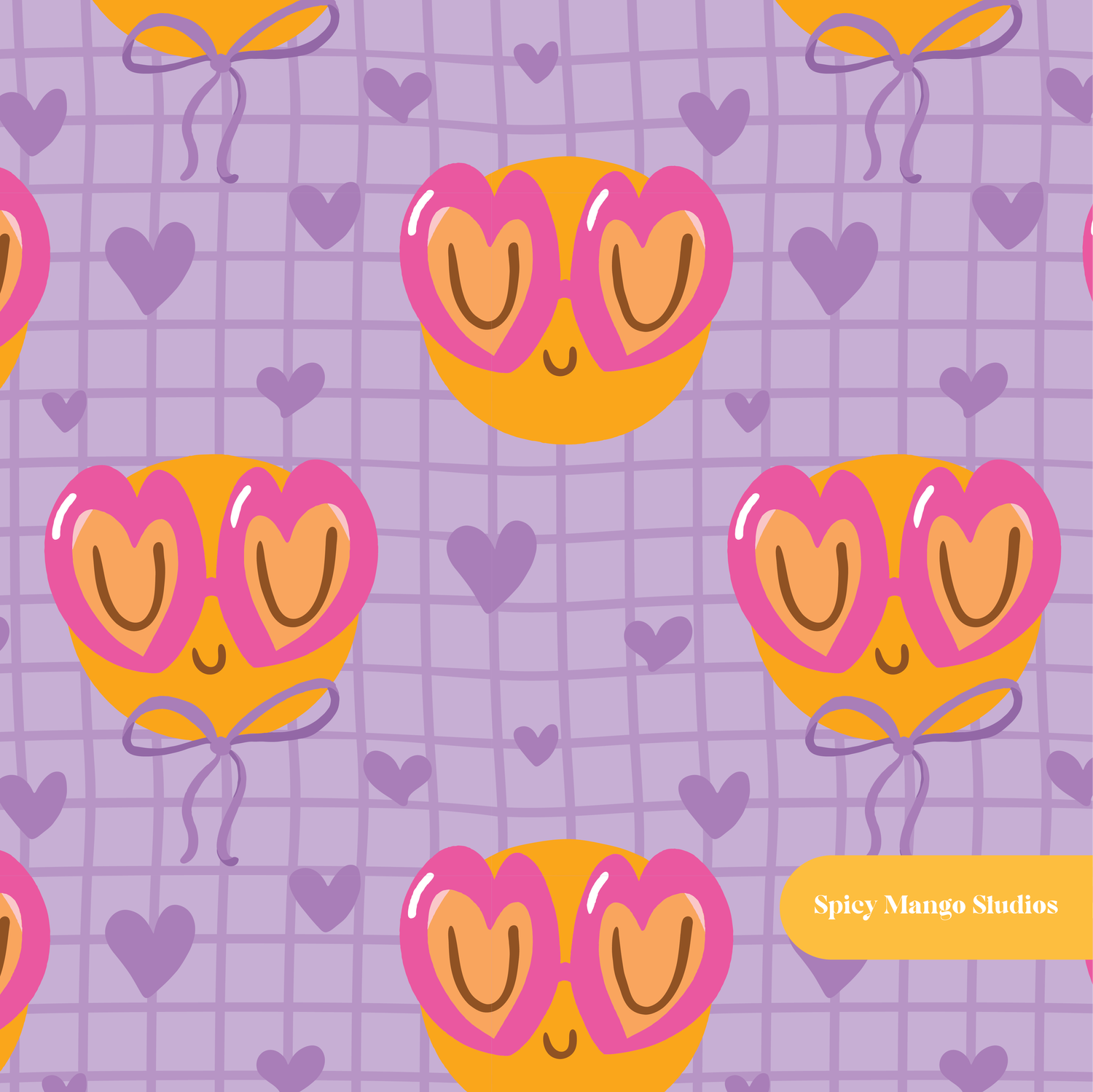 Purple Happy Love Seamless Pattern