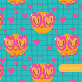 Teal Happy Love Seamless Pattern